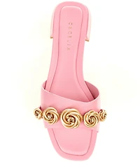 Cecelia New York Bonnie Gold Embellished Rosette Slide Sandals