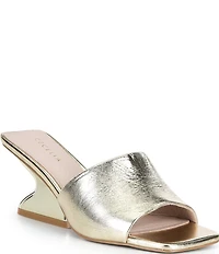Cecelia New York Bradley Raffia Slip On Gold Wedge Sandals