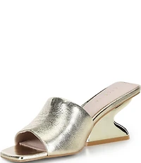 Cecelia New York Bradley Raffia Slip On Gold Wedge Sandals