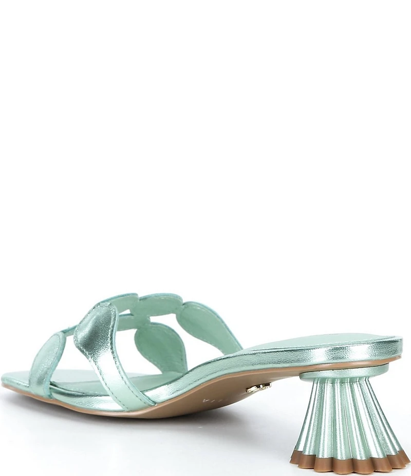 Cecelia New York Bunny Patent Mirror Metallic Speccio Scalloped Leather Dress Slide Sandals