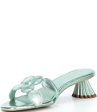 Cecelia New York Bunny Patent Mirror Metallic Speccio Scalloped Leather Dress Slide Sandals