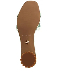 Cecelia New York Bunny Patent Mirror Metallic Speccio Scalloped Leather Dress Slide Sandals