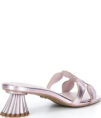 Cecelia New York Bunny Patent Mirror Metallic Speccio Scalloped Leather Dress Slide Sandals