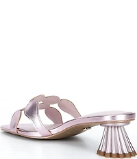 Cecelia New York Bunny Patent Mirror Metallic Speccio Scalloped Leather Dress Slide Sandals