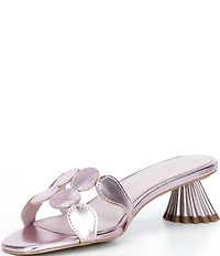 Cecelia New York Bunny Patent Mirror Metallic Speccio Scalloped Leather Dress Slide Sandals
