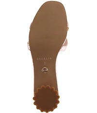 Cecelia New York Bunny Patent Mirror Metallic Speccio Scalloped Leather Dress Slide Sandals