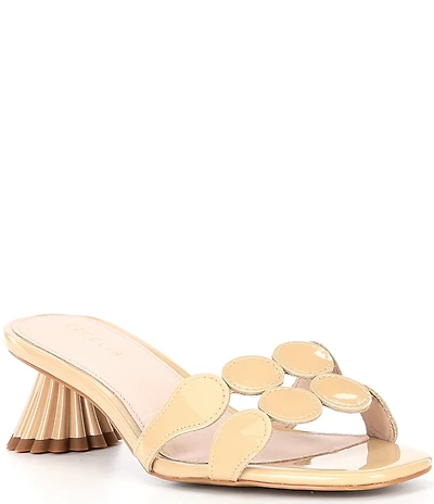 Cecelia New York Bunny Patent Leather Banded Scalloped Dress Slide Sandals