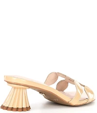 Cecelia New York Bunny Patent Leather Banded Scalloped Dress Slide Sandals