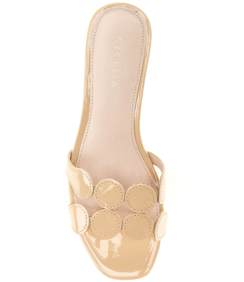 Cecelia New York Bunny Patent Leather Banded Scalloped Dress Slide Sandals