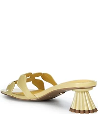 Cecelia New York Bunny Patent Leather Banded Scalloped Dress Slide Sandals