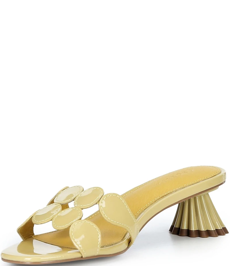 Cecelia New York Bunny Patent Leather Banded Scalloped Dress Slide Sandals