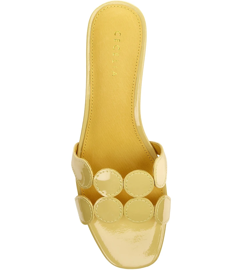 Cecelia New York Bunny Patent Leather Banded Scalloped Dress Slide Sandals