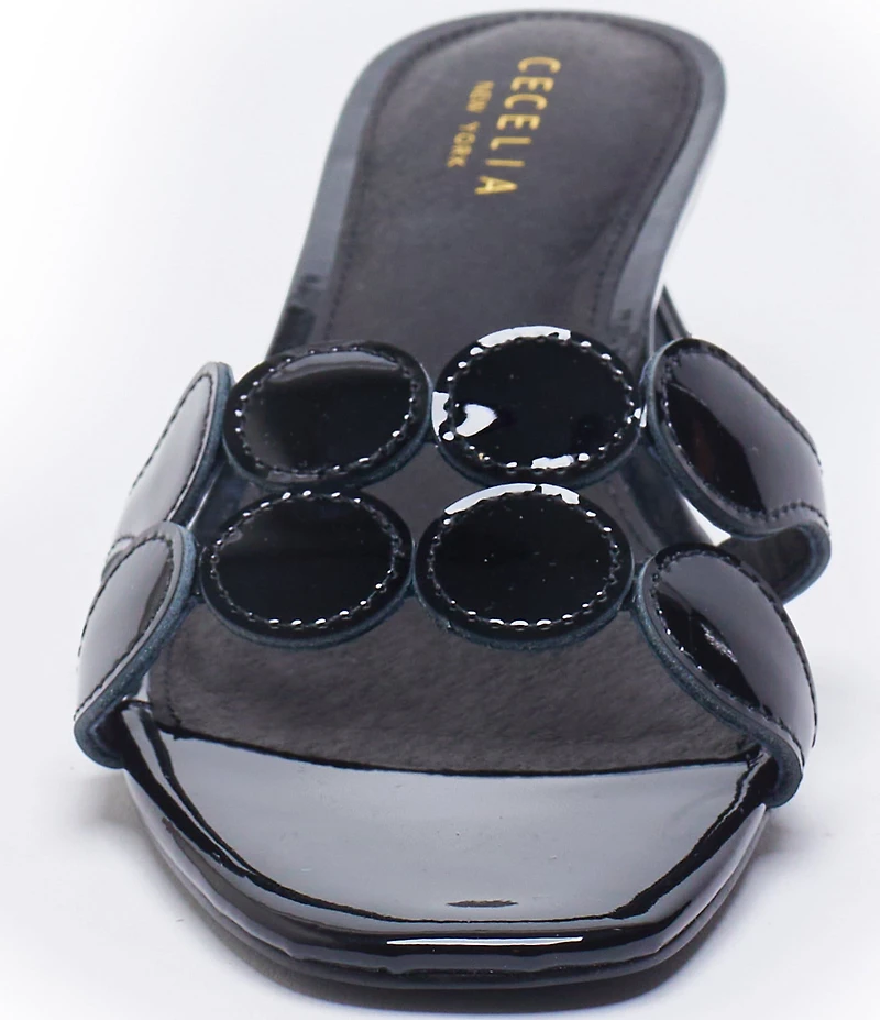 Cecelia New York Bunny Patent Leather Banded Scalloped Dress Slide Sandals