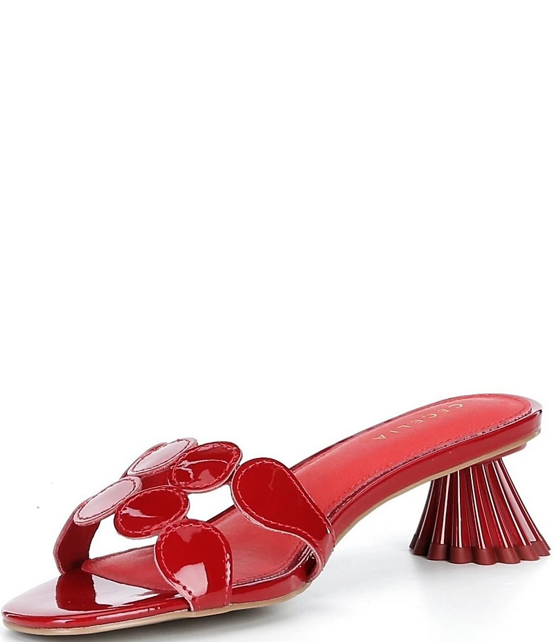 Cecelia New York Bunny Patent Leather Banded Scalloped Dress Slide Sandals