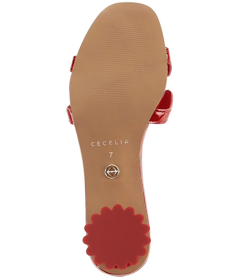 Cecelia New York Bunny Patent Leather Banded Scalloped Dress Slide Sandals