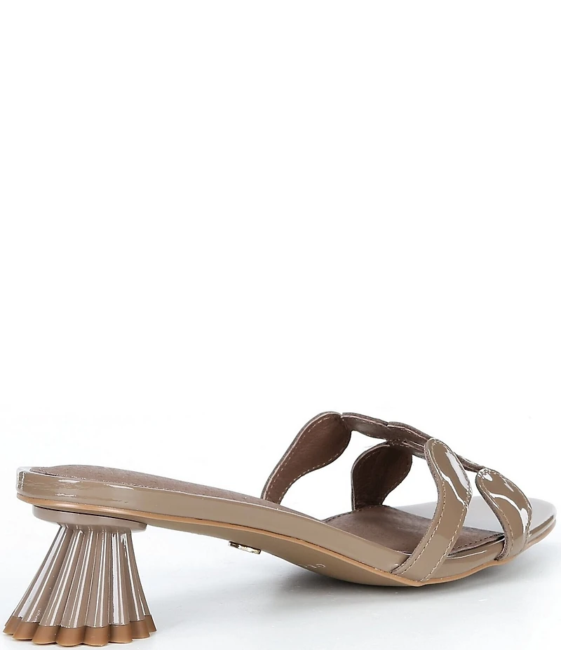Cecelia New York Bunny Patent Leather Banded Scalloped Dress Slide Sandals