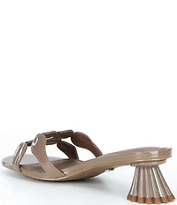 Cecelia New York Bunny Patent Leather Banded Scalloped Dress Slide Sandals