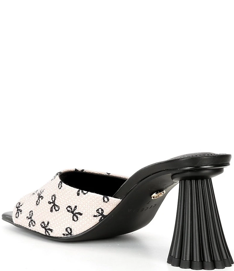 Cecelia New York Cadsbury Crystal Embellished Leather Bow Sculptural Heel Slide Sandals