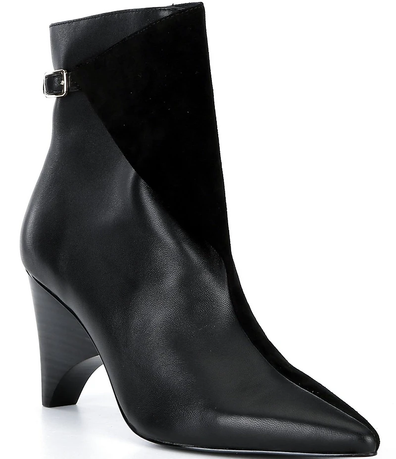 Cecelia New York Cathy Leather and Suede Wood Heel Booties