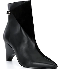 Cecelia New York Cathy Leather and Suede Wood Heel Booties