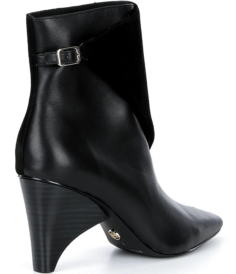 Cecelia New York Cathy Leather and Suede Wood Heel Booties