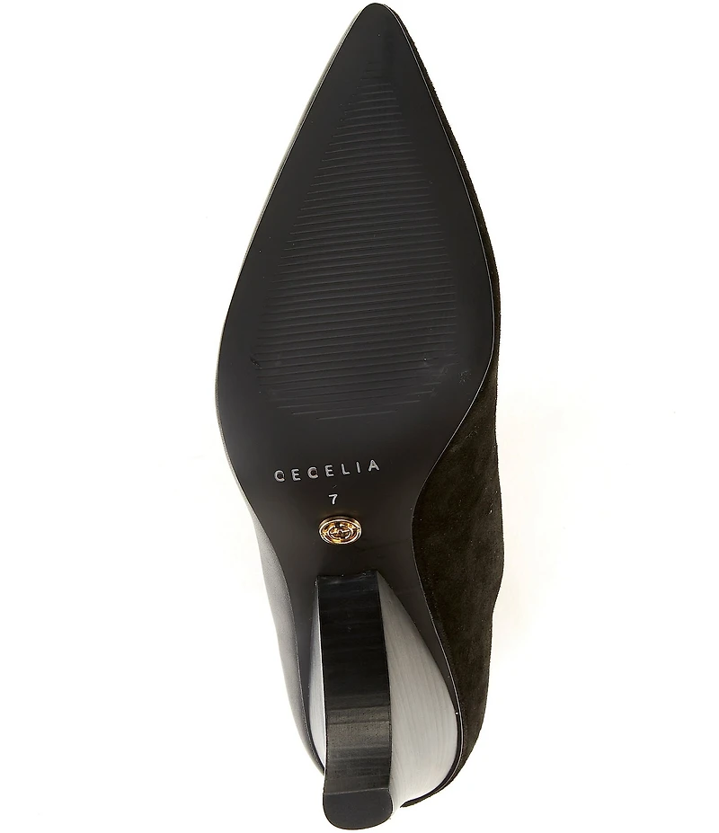 Cecelia New York Cathy Leather and Suede Wood Heel Booties