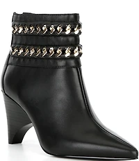Cecelia New York Clever Leather Chain Hardware Booties