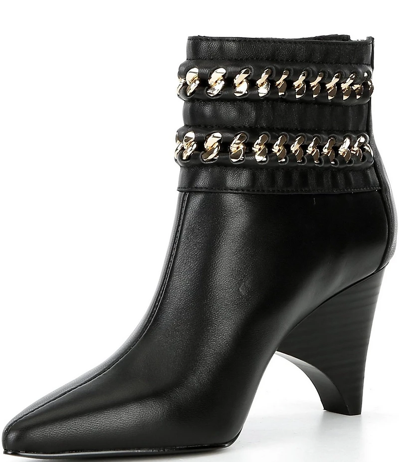 Cecelia New York Clever Leather Chain Hardware Booties