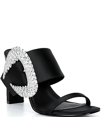 Cecelia New York Cyprus Satin Crystal Buckle Slide Sandals