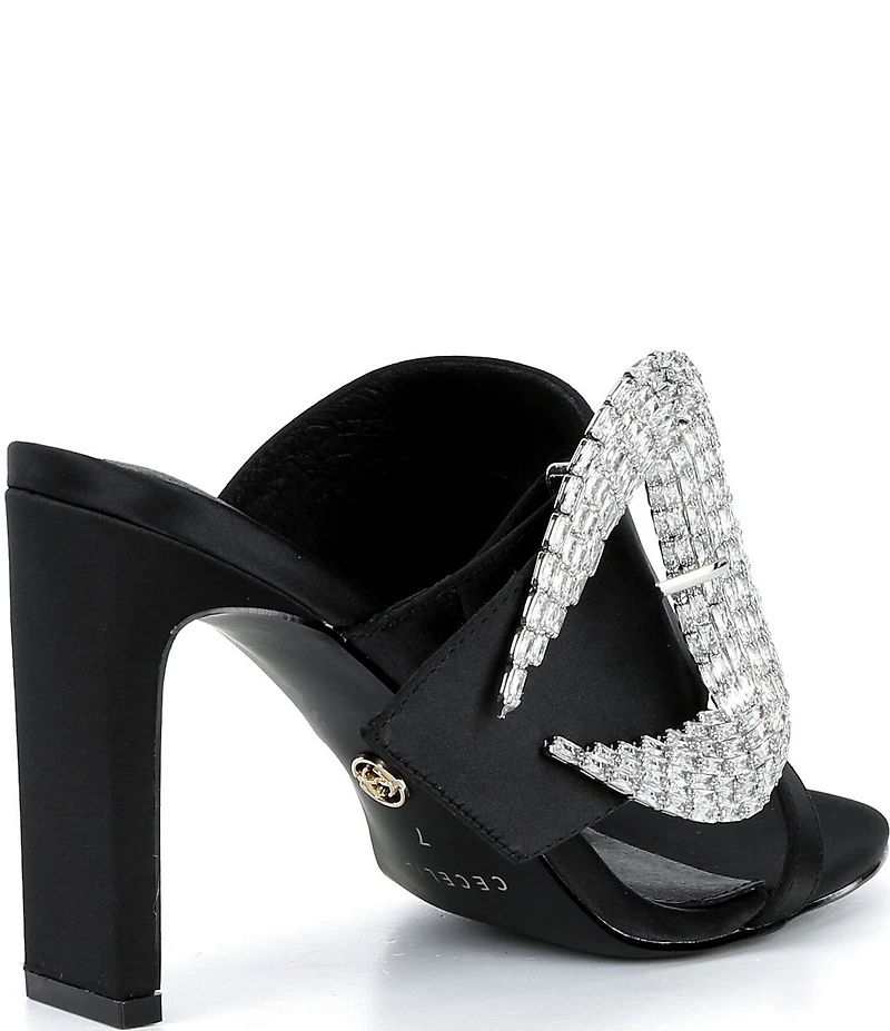 Cecelia New York Cyprus Satin Crystal Buckle Slide Sandals