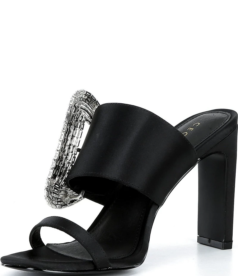 Cecelia New York Cyprus Satin Crystal Buckle Slide Sandals