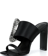 Cecelia New York Cyprus Satin Crystal Buckle Slide Sandals