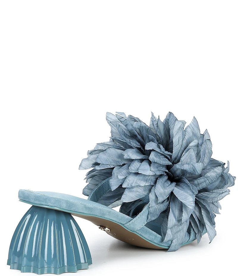 Cecelia New York Dahlia Flower Ornament Banded Slide Sandals