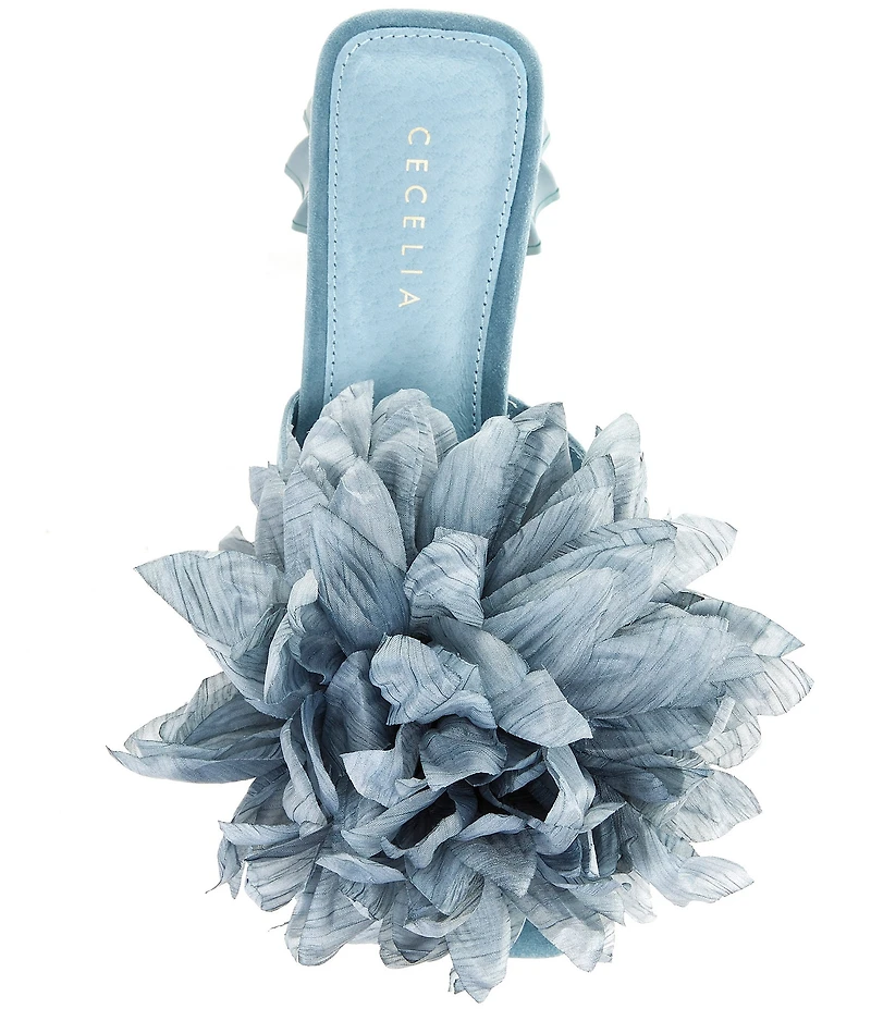 Cecelia New York Dahlia Flower Ornament Banded Slide Sandals