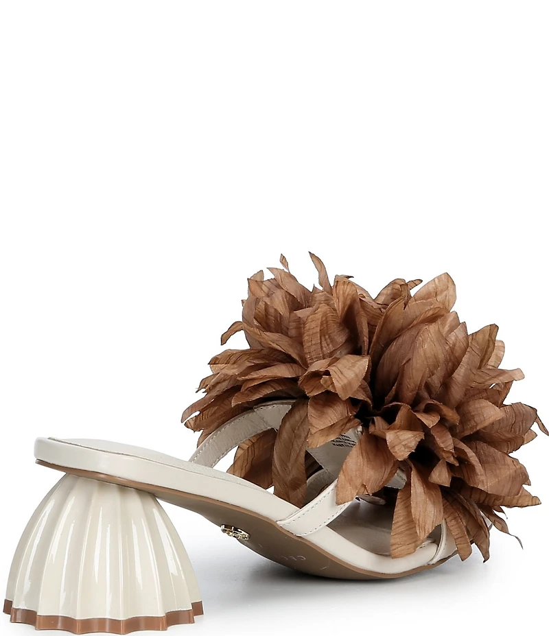 Cecelia New York Dahlia Flower Ornament Banded Slide Sandals