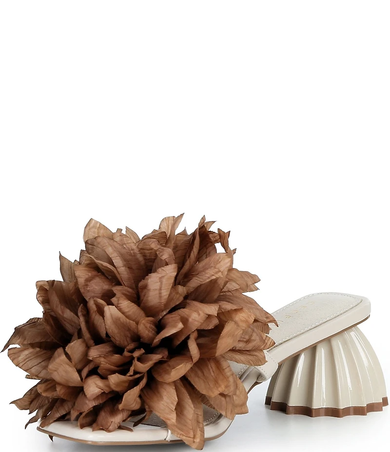 Cecelia New York Dahlia Flower Ornament Banded Slide Sandals