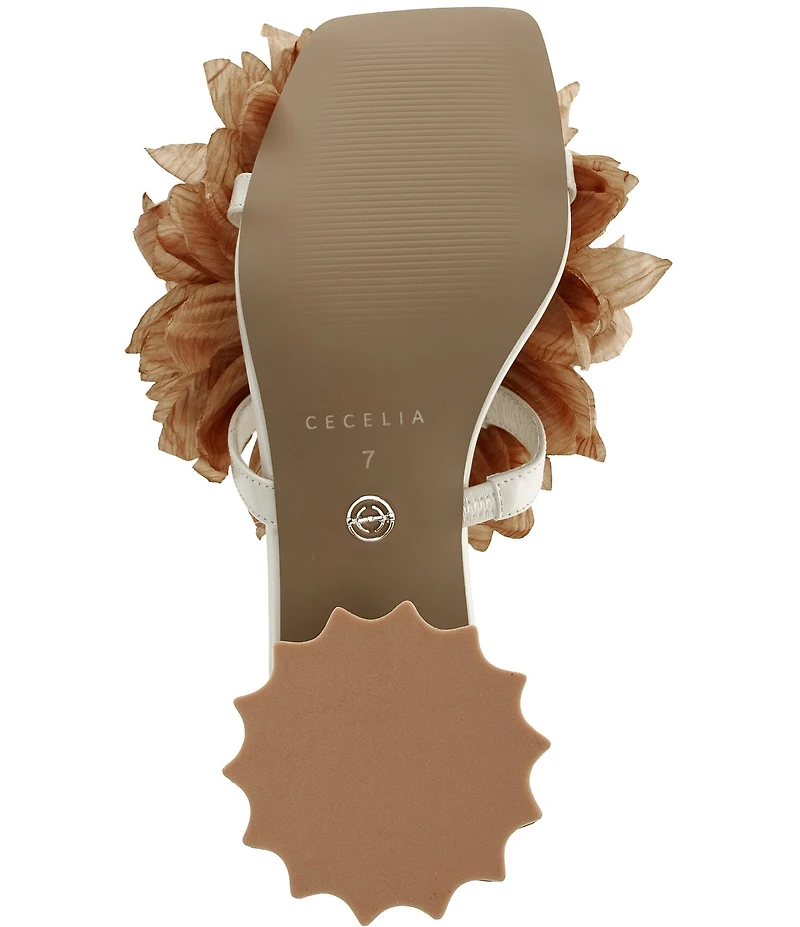 Cecelia New York Dahlia Flower Ornament Banded Slide Sandals