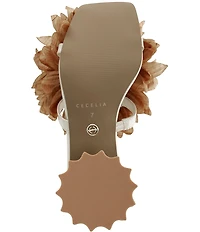 Cecelia New York Dahlia Flower Ornament Banded Slide Sandals