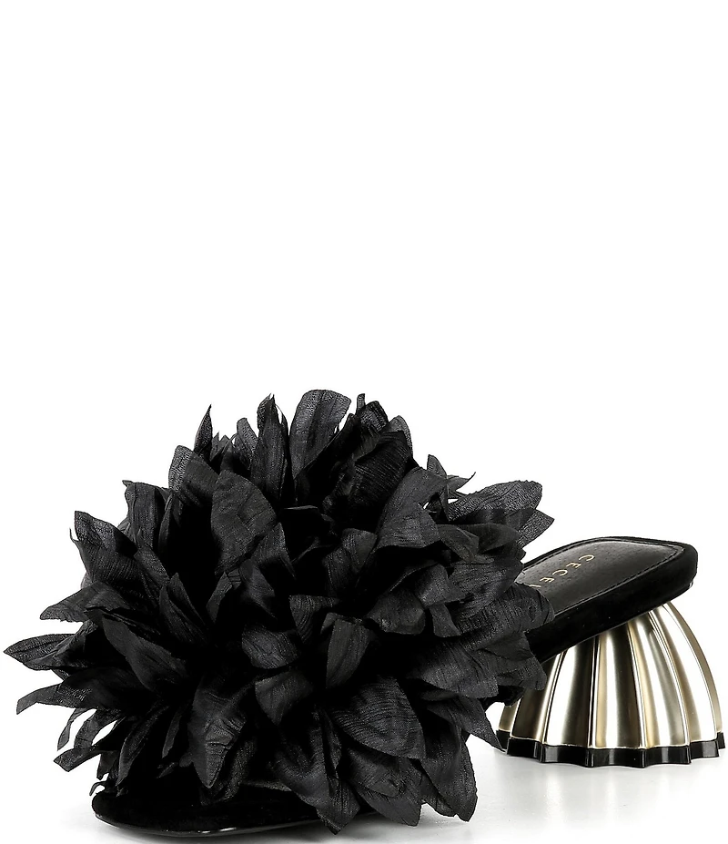 Cecelia New York Dahlia Flower Ornament Banded Slide Sandals