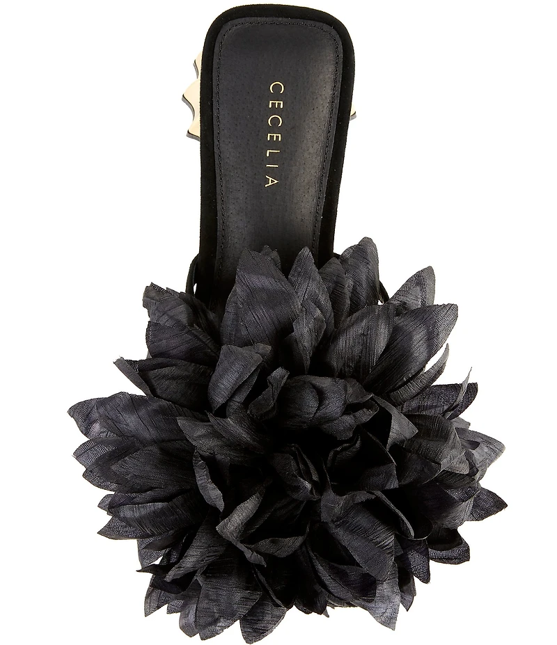 Cecelia New York Dahlia Flower Ornament Banded Slide Sandals