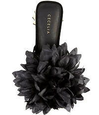 Cecelia New York Dahlia Flower Ornament Banded Slide Sandals