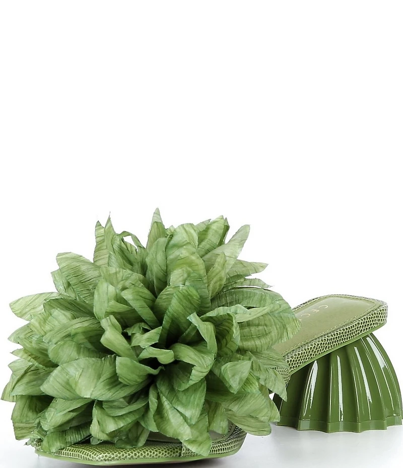 Cecelia New York Dahlia Flower Ornament Banded Slide Sandals