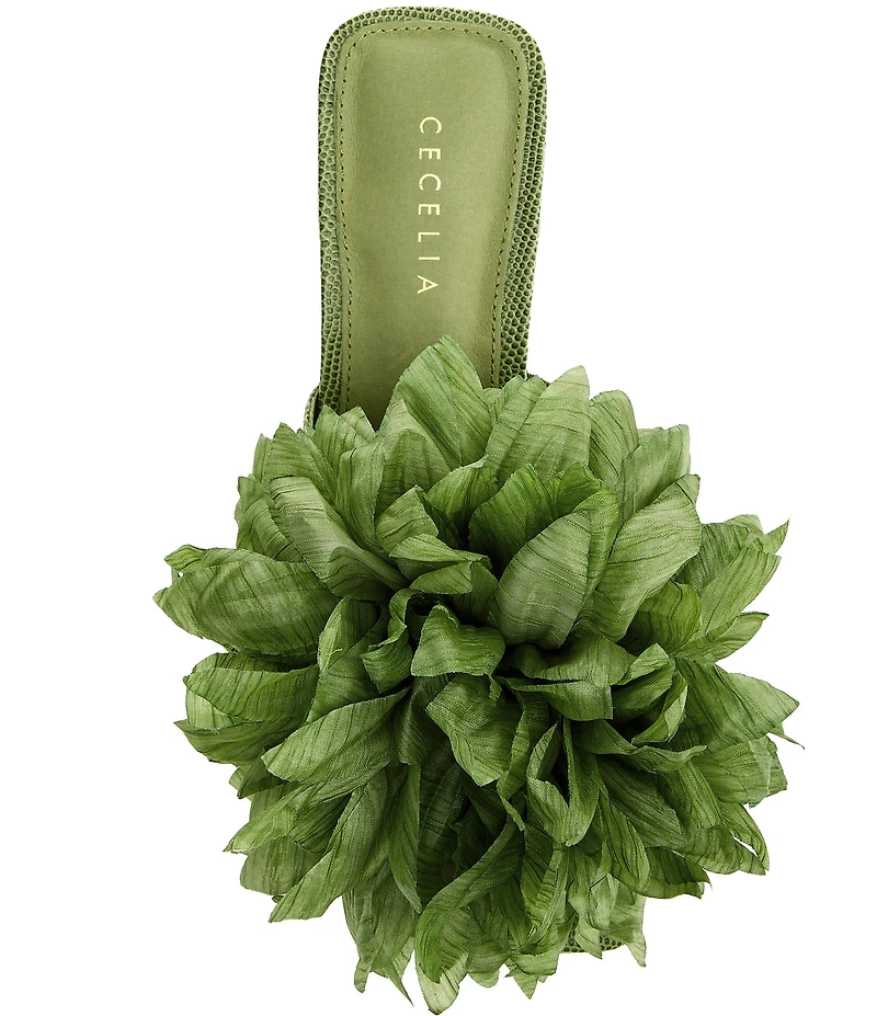Cecelia New York Dahlia Flower Ornament Banded Slide Sandals