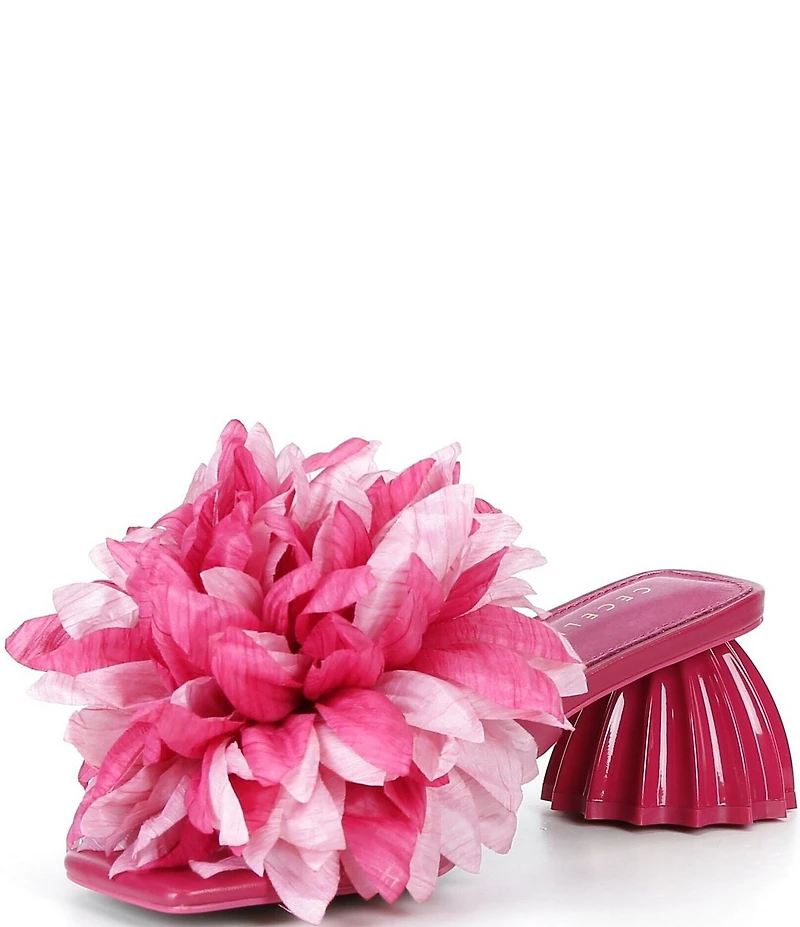 Cecelia New York Dahlia Flower Ornament Banded Slide Sandals
