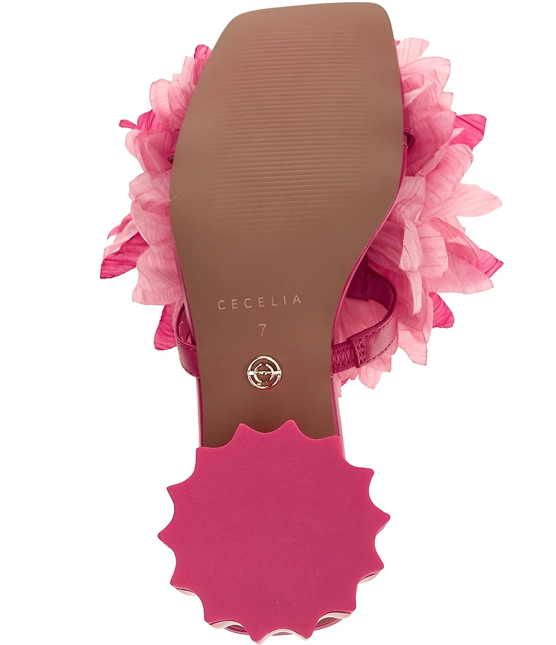 Cecelia New York Dahlia Flower Ornament Banded Slide Sandals