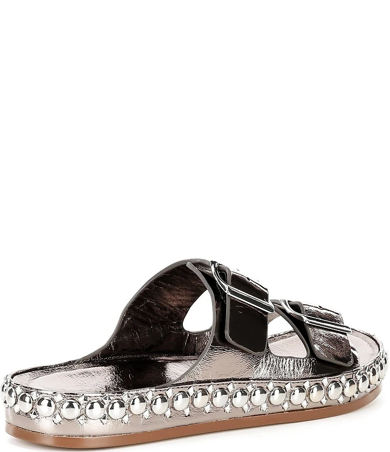 Cecelia New York Emma Studded Leather Double Banded Slide Sandals