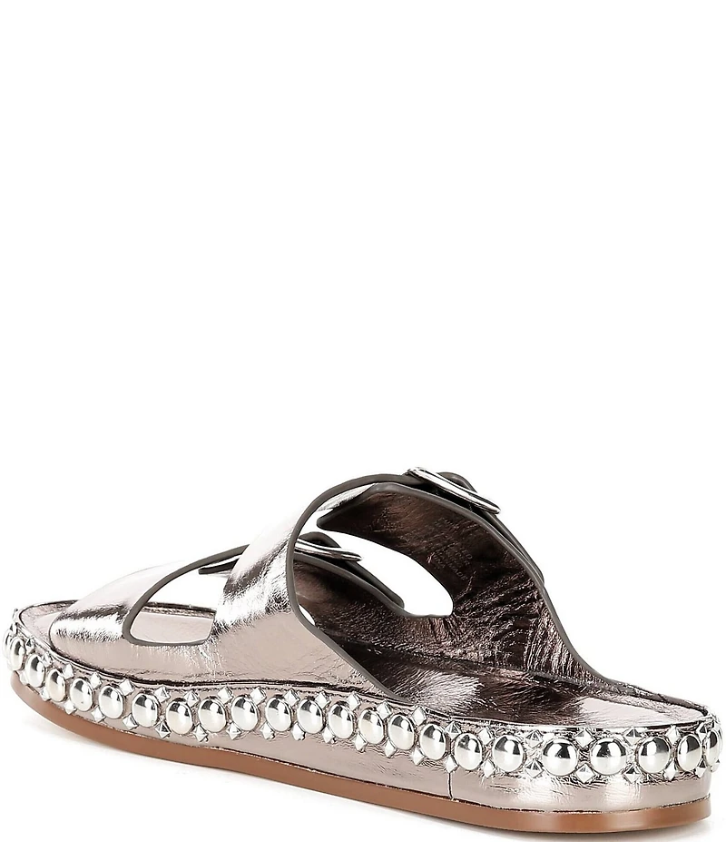 Cecelia New York Emma Studded Leather Double Banded Slide Sandals