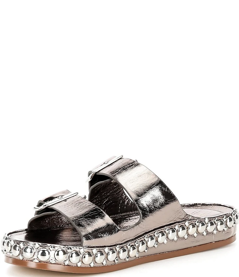 Cecelia New York Emma Studded Leather Double Banded Slide Sandals