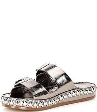 Cecelia New York Emma Studded Leather Double Banded Slide Sandals