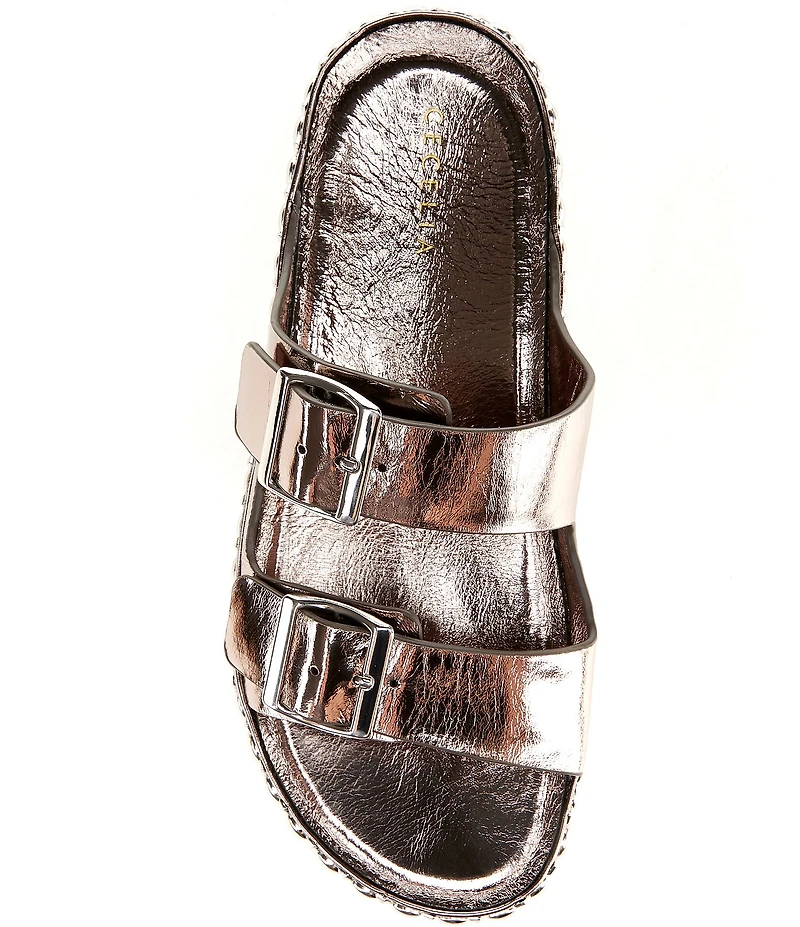 Cecelia New York Emma Studded Leather Double Banded Slide Sandals